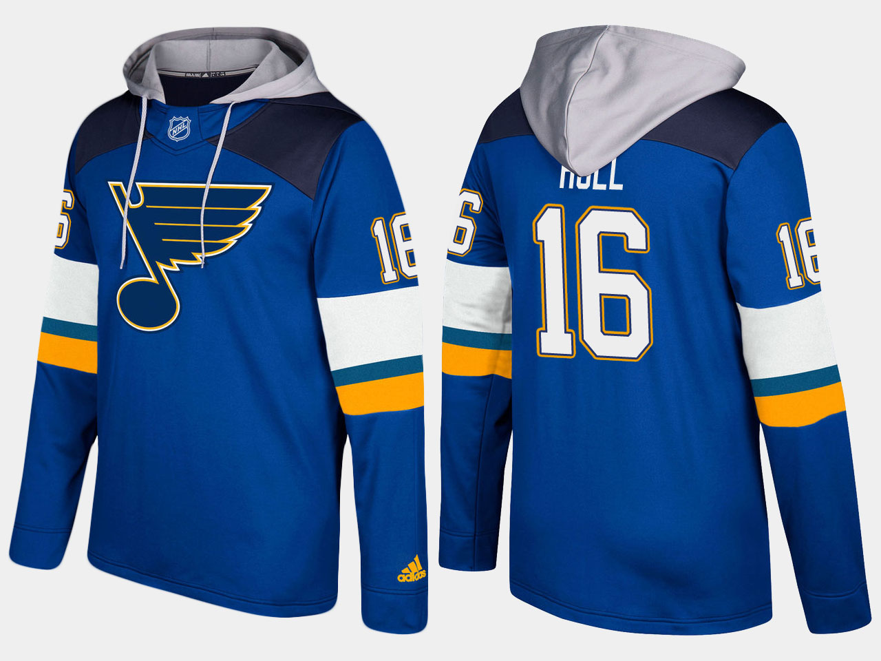 Men NHL St.Louis blues retired #16 brett hull blue hoodie